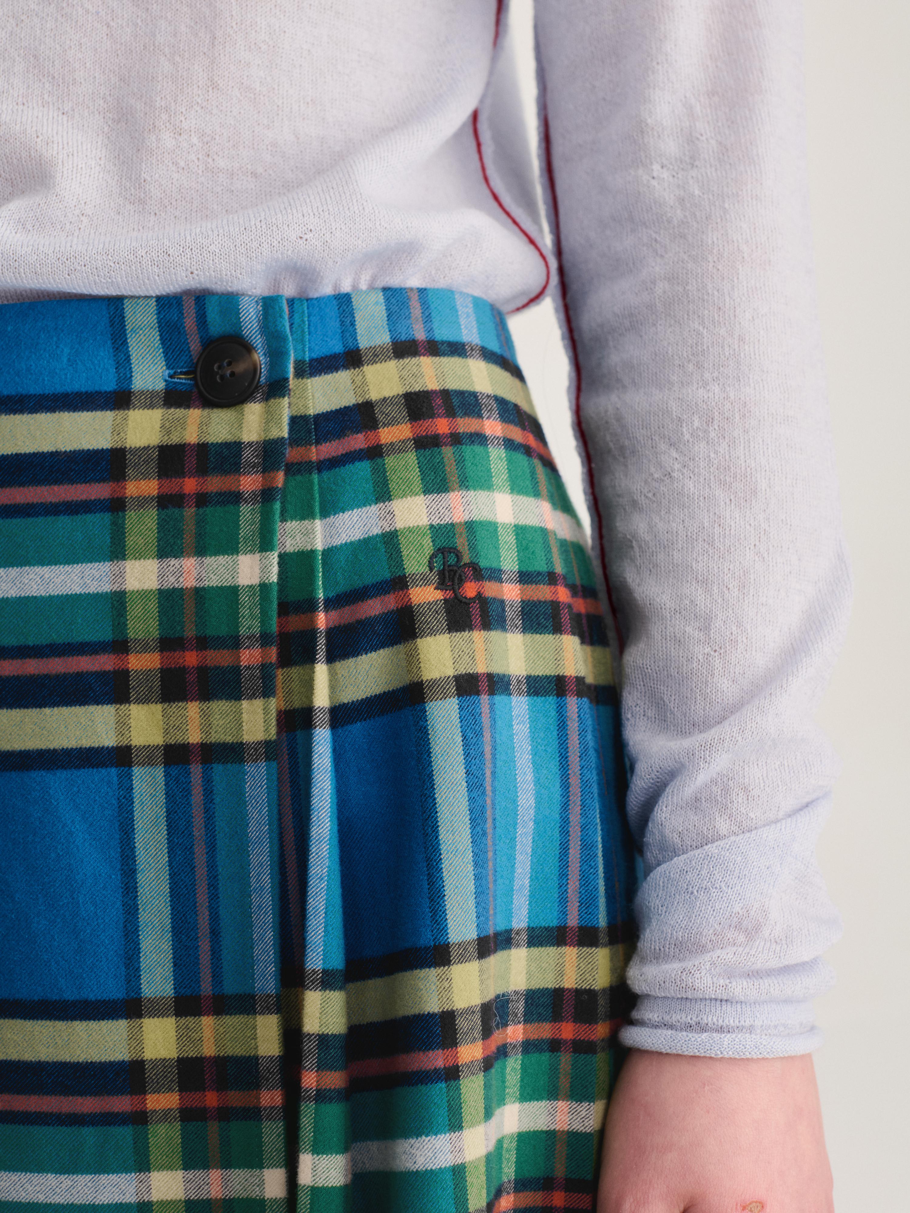 Bobo Choses Tartan Flannel Pleated Skirt Damen Maxi Rock Karo blau